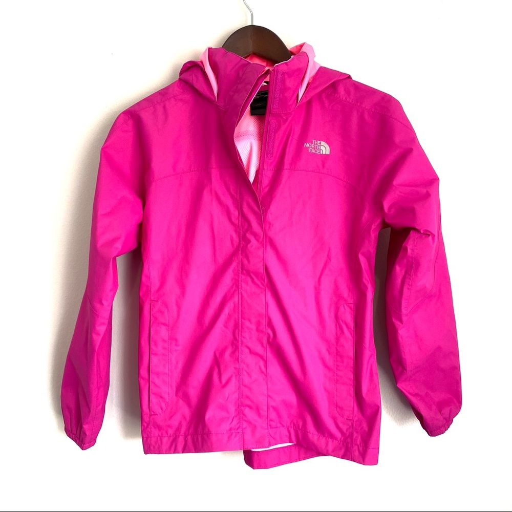 NORTH FACE Girls Medium 10/12 Bright Pink Stow Away Hood Full Zip Jacket EE1